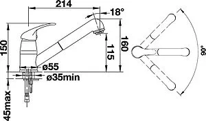 Смеситель для кухни с выдвижным изливом Blanco Daras - S антрацит 524191, 2
