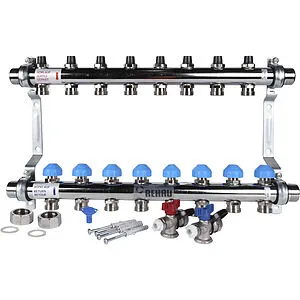 Группа коллекторная без расходомеров 8 отводов 1&quot;н/н x ¾&quot;ек Rehau HKV 12180811001, 1