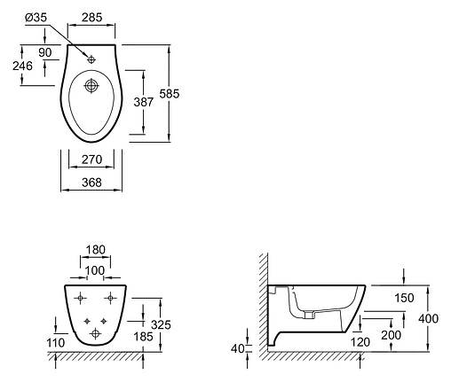 Биде подвесное Jacob Delafon Via белый E1745-00