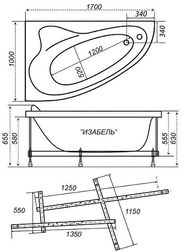 Ванна акриловая Triton Изабель 170x100 R Н0000020132