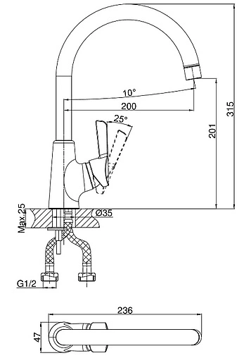 Смеситель для кухни D&amp;K Rhein Schiller хром DA1462401