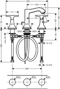 Смеситель для раковины Hansgrohe Metropol Classic 110 хром/золото 31306090 Смеситель для раковины Hansgrohe Metropol Classic 110 хром/золото 31306090, 2