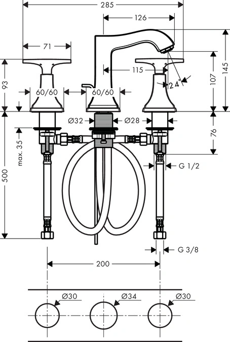 Смеситель для раковины Hansgrohe Metropol Classic 110 хром/золото 31306090