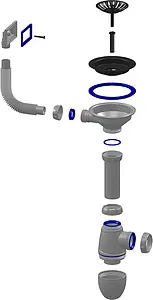 Сифон бутылочный для мойки с переливом Unicorn В410 Сифон бутылочный для мойки с переливом Unicorn В410, 2