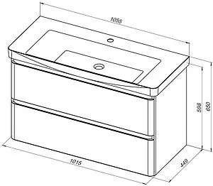 Тумба-умывальник подвесная Aquanet Эмбер 105 чёрный матовый 00330470+11105-KL, 2