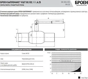 Кран шаровый под приварку Ду80 Ру25 Broen БАЛЛОМАКС КШТ 60.102.080.А.25, 3