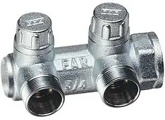 Коллектор запорно-балансировочный концевой 2 отвода ¾&quot;в x М24x19 Far FK 3859 3412