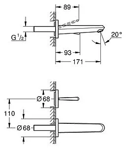 Смеситель для раковины из стены Grohe Eurodisc Joy белый 19968LS0 Смеситель для раковины из стены Grohe Eurodisc Joy белый 19968LS0, 2