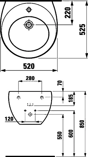 Раковина Laufen Alessi One 52 c покрытием LCC белый 8.1097.1.400.104.1