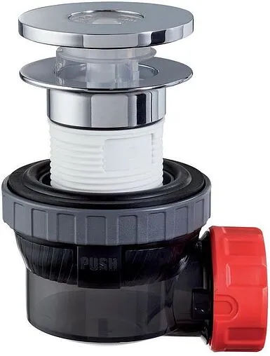 Сифон бутылочный компактный с выпуском Wirquin NANO 6.7 чёрный/хром 30987054 Сифон бутылочный компактный с выпуском Wirquin NANO 6.7 чёрный/хром 30987054