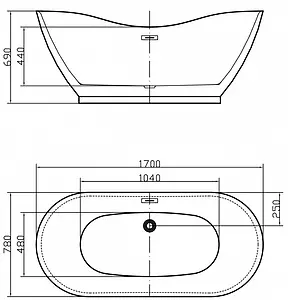 Ванна акриловая отдельностоящая Swedbe Vita 170x78 8835, 3