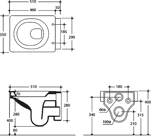 Унитаз подвесной Kerasan Cento белый 351401