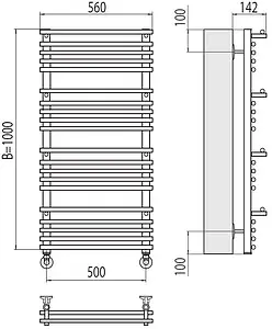 Полотенцесушитель водяной лесенка Terminus Вента люкс П20 500х1000 полированная сталь 4670078529527, 2