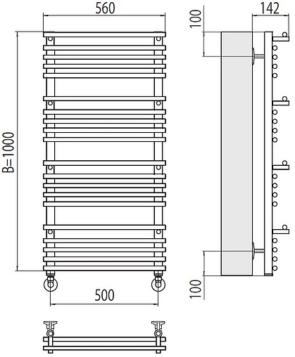 Полотенцесушитель водяной лесенка Terminus Вента люкс П20 500х1000 полированная сталь 4670078529527