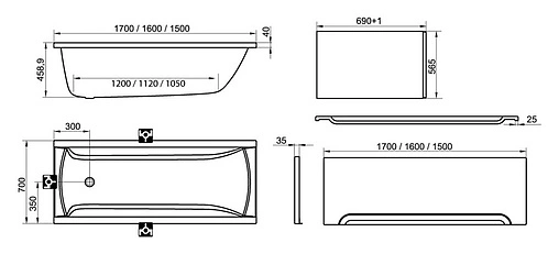 Ванна акриловая Ravak CLASSIC 170x70 N C541000000