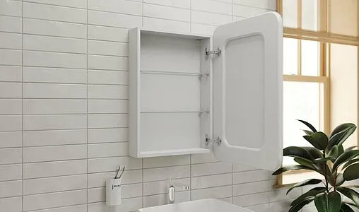 Шкаф-зеркало Jorno Bosko 50 R с подсветкой и часами белый Bos.03.50/W