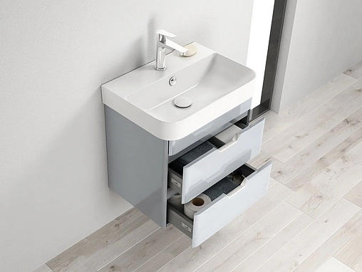 Тумба-умывальник подвесная ISVEA Fonte 48 серый 21SQS104048I+10SQ50048SV Тумба-умывальник подвесная ISVEA Fonte 48 серый 21SQS104048I+10SQ50048SV