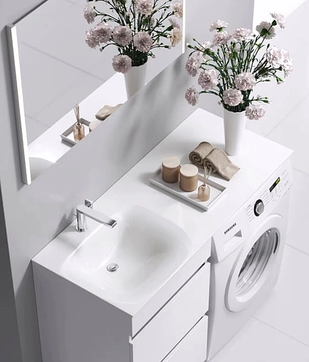 Тумба-умывальник напольная над стиральной машиной Aqwella Forma 55 белый FOR01052+