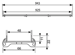 Решетка для лотка под плитку угловая 925мм TECEdrainline Plate 611070 Решетка для лотка под плитку угловая 925мм TECEdrainline Plate 611070, 5