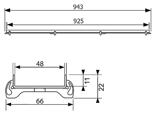 Решетка для лотка под плитку угловая 925мм TECEdrainline Plate 611070