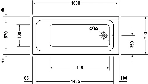 Ванна акриловая Duravit D-Code 160x70 700096000000000