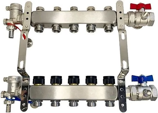 Группа коллекторная без расходомеров 5 отводов 1&quot;в/в x ¾&quot;ек WAAG WG.588.0605.F