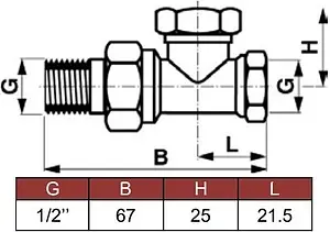 Вентиль запорный прямой ½" в/н Comap 429204 Вентиль запорный прямой ½" в/н Comap 429204, 2