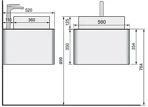 Тумба-умывальник подвесная Raval Pure 56 белый Pur.01.56/P/W+641945 Тумба-умывальник подвесная Raval Pure 56 белый Pur.01.56/P/W+641945, 2