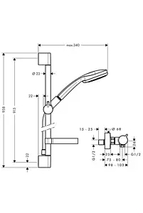 Душевая стойка с термостатом Hansgrohe Ecostat Comfort/Croma 100 Vario 4jet 90см хром 27035000 Душевая стойка с термостатом Hansgrohe Ecostat Comfort/Croma 100 Vario 4jet 90см хром 27035000, 2
