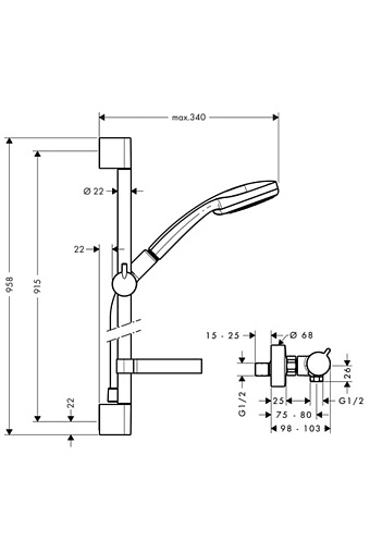 Душевая стойка с термостатом Hansgrohe Ecostat Comfort/Croma 100 Vario 4jet 90см хром 27035000 Душевая стойка с термостатом Hansgrohe Ecostat Comfort/Croma 100 Vario 4jet 90см хром 27035000