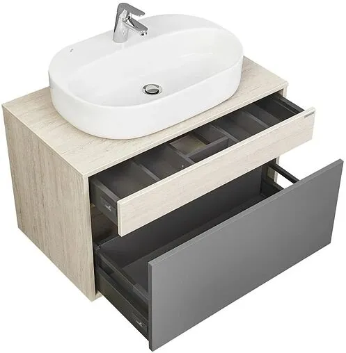 Тумба-умывальник подвесная Aquaton Лофт Урбан 80 графит/орегон 1A2476K5LQX60