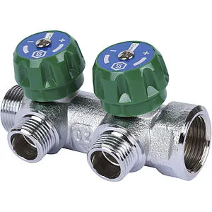 Коллектор регулирующий проходной 2 отвода ¾"в/н x ½"н Stout SMB-6849-341202 Коллектор регулирующий проходной 2 отвода ¾"в/н x ½"н Stout SMB-6849-341202, 1