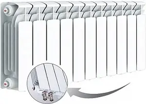 Радиатор биметаллический 11 секций нижнее правое подключение Rifar Base Ventil 350 RBVR35011, 1