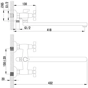 Смеситель для ванны с длинным изливом Lemark Benefit хром LM2512C Смеситель для ванны с длинным изливом Lemark Benefit хром LM2512C, 2