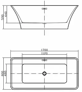 Ванна акриловая отдельностоящая Swedbe Vita 170x80 8833, 3
