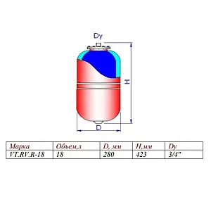 Расширительный бак Valtec 18л 5 бар VT.RV.R.060018, 2
