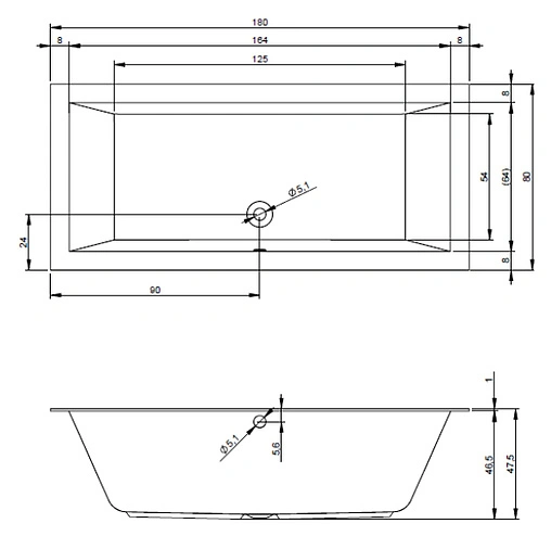 Ванна акриловая Riho LUGO 180x80 B133001005