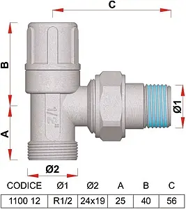 Вентиль запорный угловой M24x19 x ½"н Far FV 1100 C12 Вентиль запорный угловой M24x19 x ½"н Far FV 1100 C12, 2