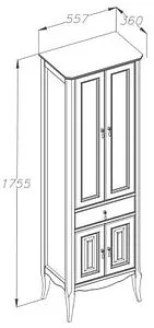 Шкаф-пенал напольный двухстворчатый Opadiris Лоренцо 55 белый 00-00001799, 2