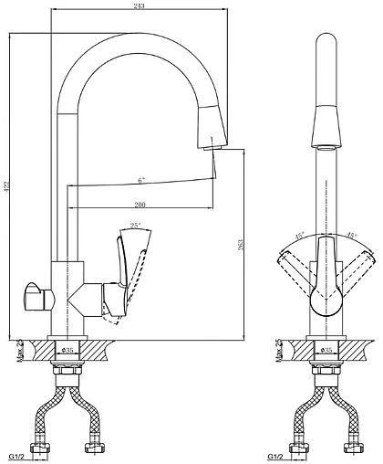 Смеситель для кухни с подключением к фильтру D&amp;K Rhein Valerius хром DA1361601