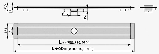 Лоток душевой 850мм h=54мм AlcaPlast APZ13-850 Modular