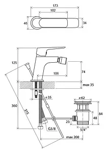 Смеситель для биде Ravak Classic хром X070082, 2