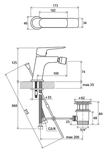 Смеситель для биде Ravak Classic хром X070082