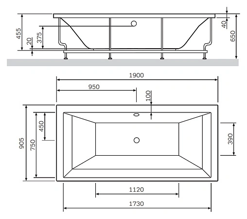 Ванна акриловая Am.Pm Admire 190x95 W1AA-190C095W-A