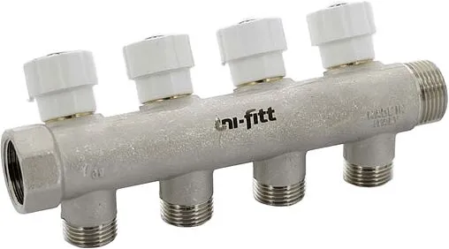 Коллектор регулирующий проходной 4 отвода ¾"в/н x ½"к Uni-fitt 400N3240 Коллектор регулирующий проходной 4 отвода ¾"в/н x ½"к Uni-fitt 400N3240