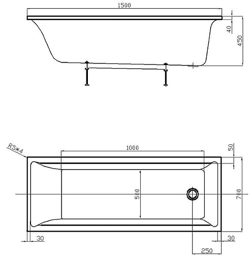 Ванна акриловая Aquatek Лайма 150х70 LAI150-0000001
