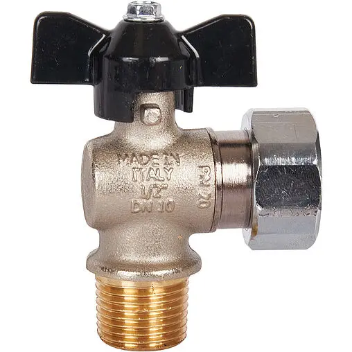 Кран шаровый с накидной гайкой угловой ½"н x ¾"нг Stout SVB-0010-001520