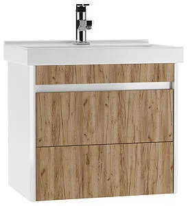 Тумба под умывальник подвесная Домино Uno 60 дуб вотан/белый DU1512T, 1