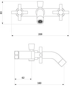 Смеситель для ванны Damixa Neo Classic графит 271000000 Смеситель для ванны Damixa Neo Classic графит 271000000, 2