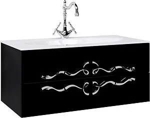 Тумба-умывальник подвесная Clarberg Due Amanti Т10/BLK 100 чёрный DUE0110BLK+DUER8CR+El.10.04.D Тумба-умывальник подвесная Clarberg Due Amanti Т10/BLK 100 чёрный DUE0110BLK+DUER8CR+El.10.04.D, 1